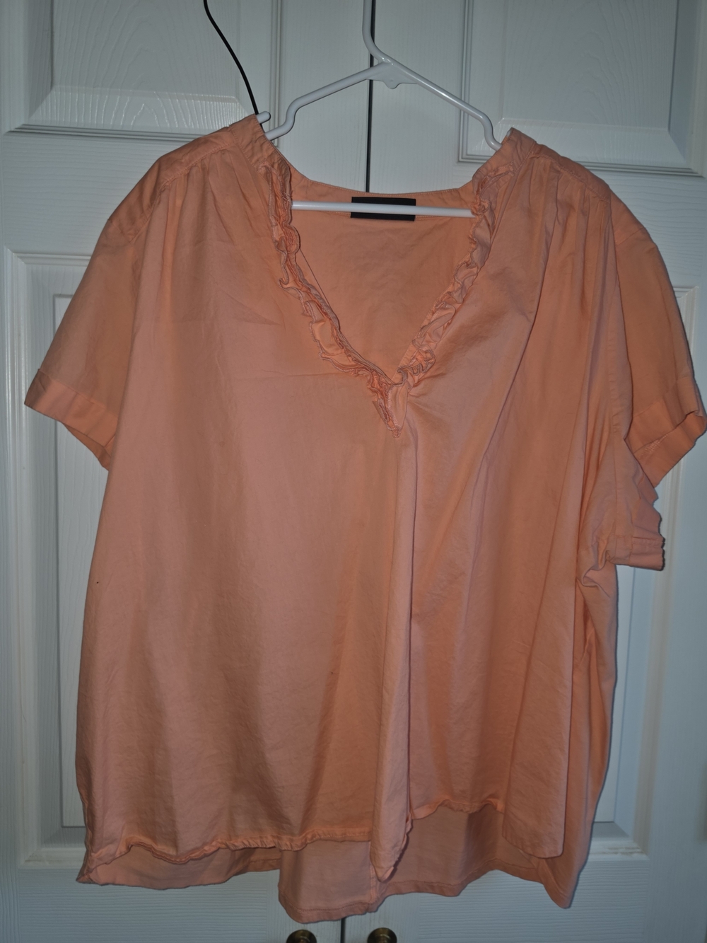 Lane Bryant Peach Ruffle V-Neck Blouse